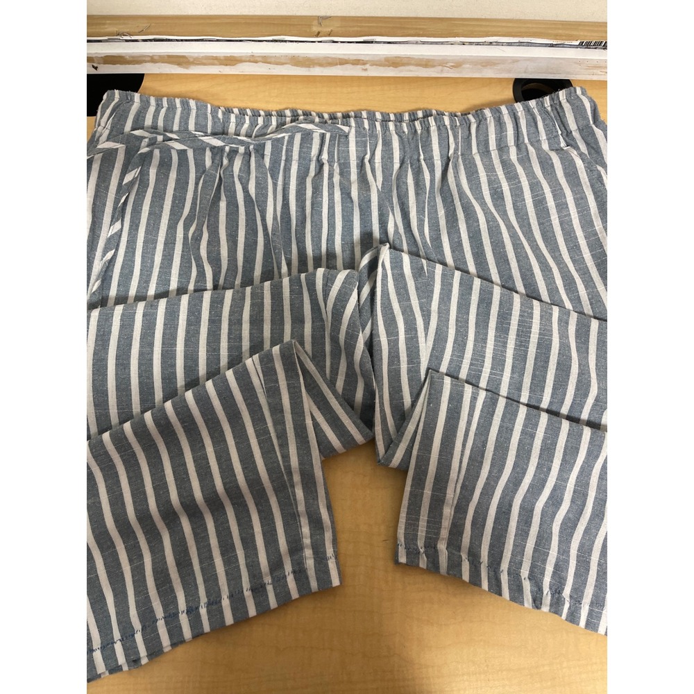 New Look Blue White Striped Pull On Pants Plus Size 2X Elastic Waist Pockets